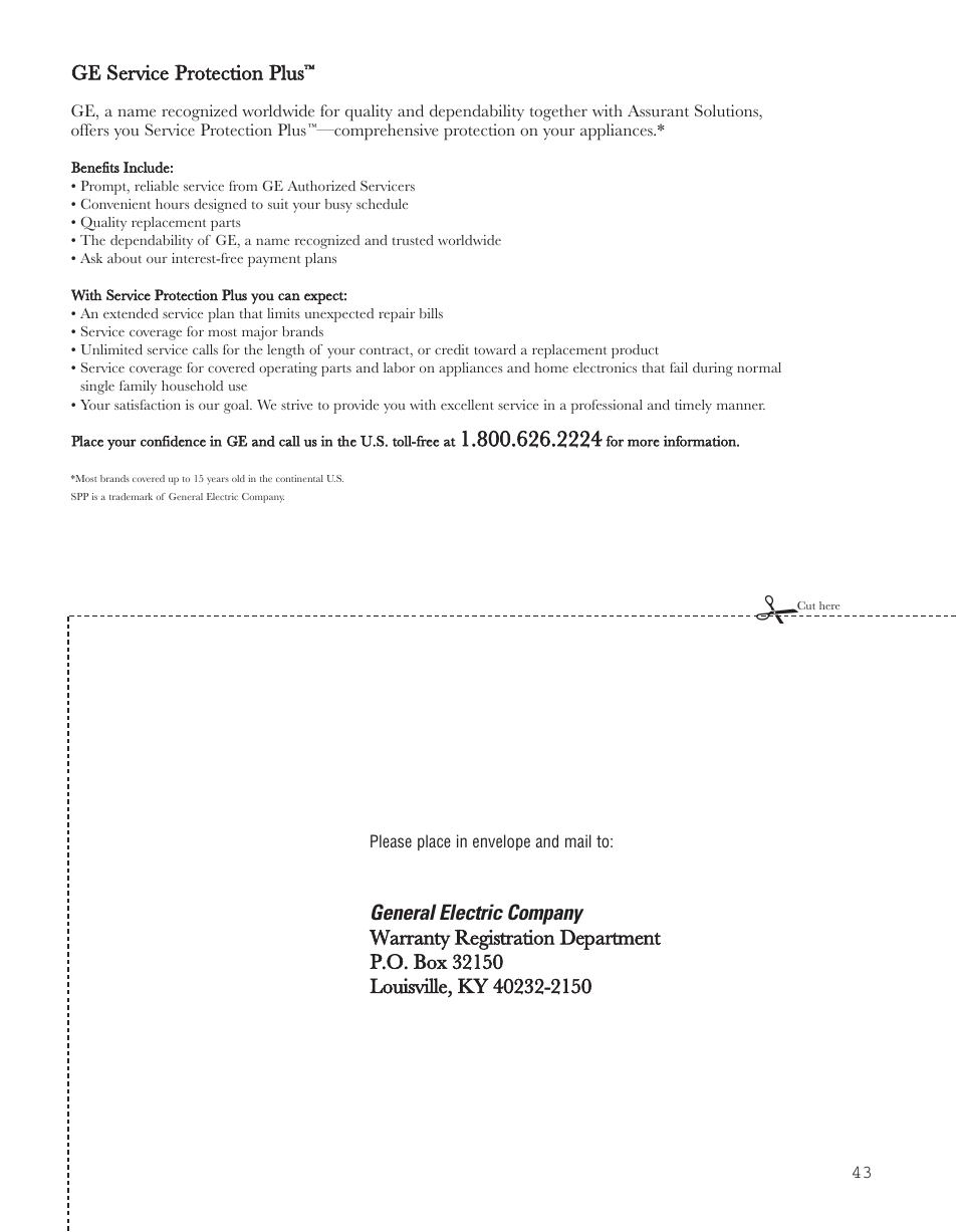 Product registration | GE 200D8074P043 User Manual | Page 43 / 132