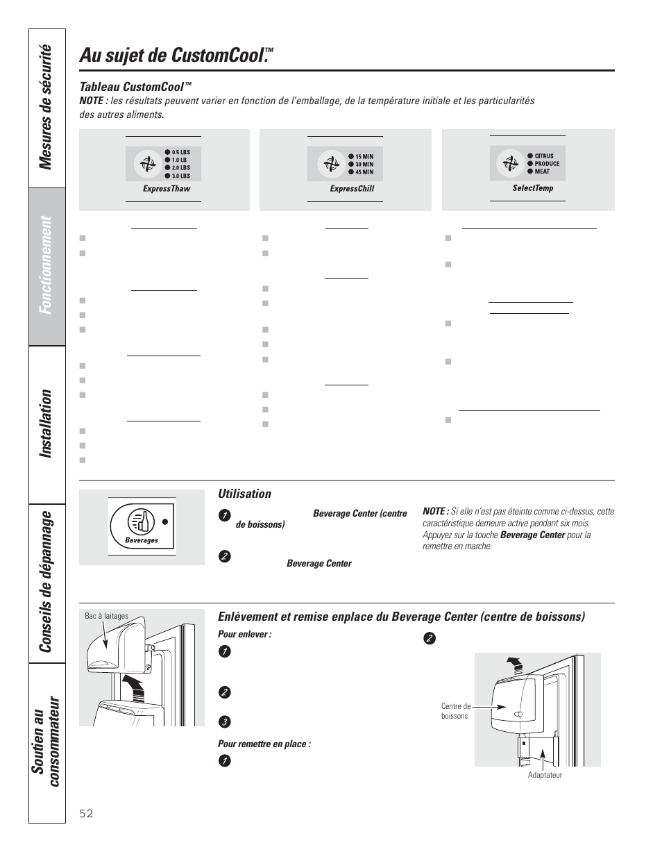 Au sujet de customcool | GE 200D8074P043 User Manual | Page 52 / 132