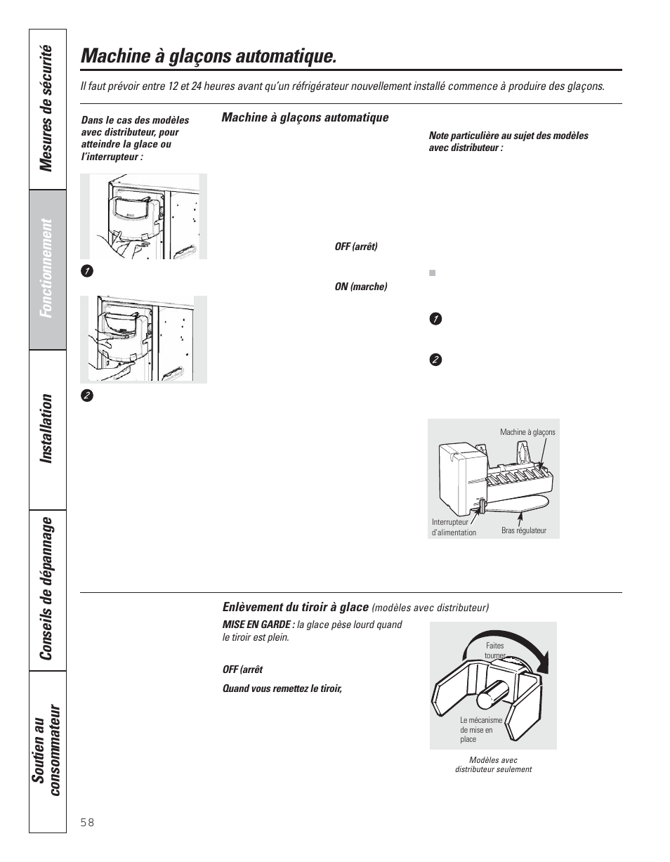 Machine à glaçons automatique | GE 200D8074P043 User Manual | Page 58 / 132