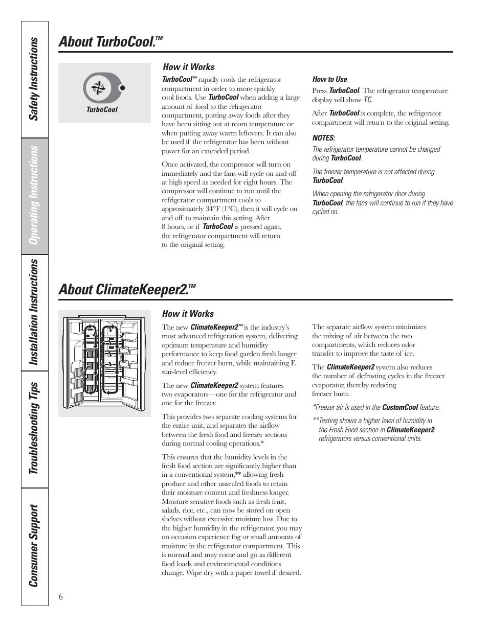 Turbocool, About turbocool, About climatekeeper2 | GE 200D8074P043 User Manual | Page 6 / 132
