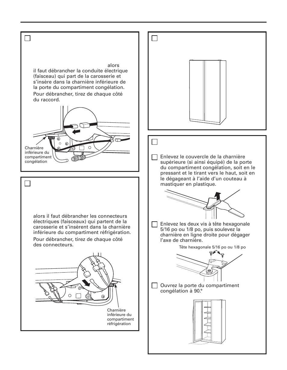 Instructions d’installation, Enlevez la porte du compartiment congélation | GE 200D8074P043 User Manual | Page 69 / 132