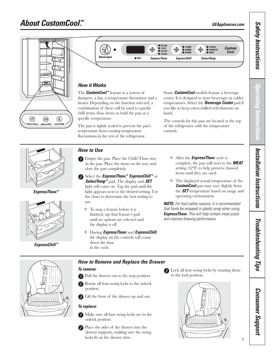 Customcool, About customcool | GE 200D8074P043 User Manual | Page 7 / 132
