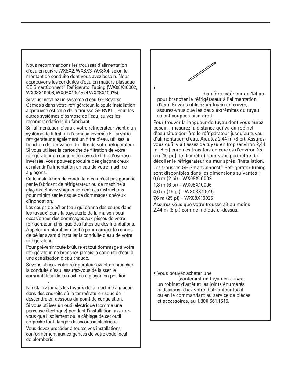 Installation de la conduite d’eau, Instructions d’installation, Modèles avec machine à glaçons et distributeur) | Avant de commencer, Ce dont vous aurez besoin | GE 200D8074P043 User Manual | Page 76 / 132