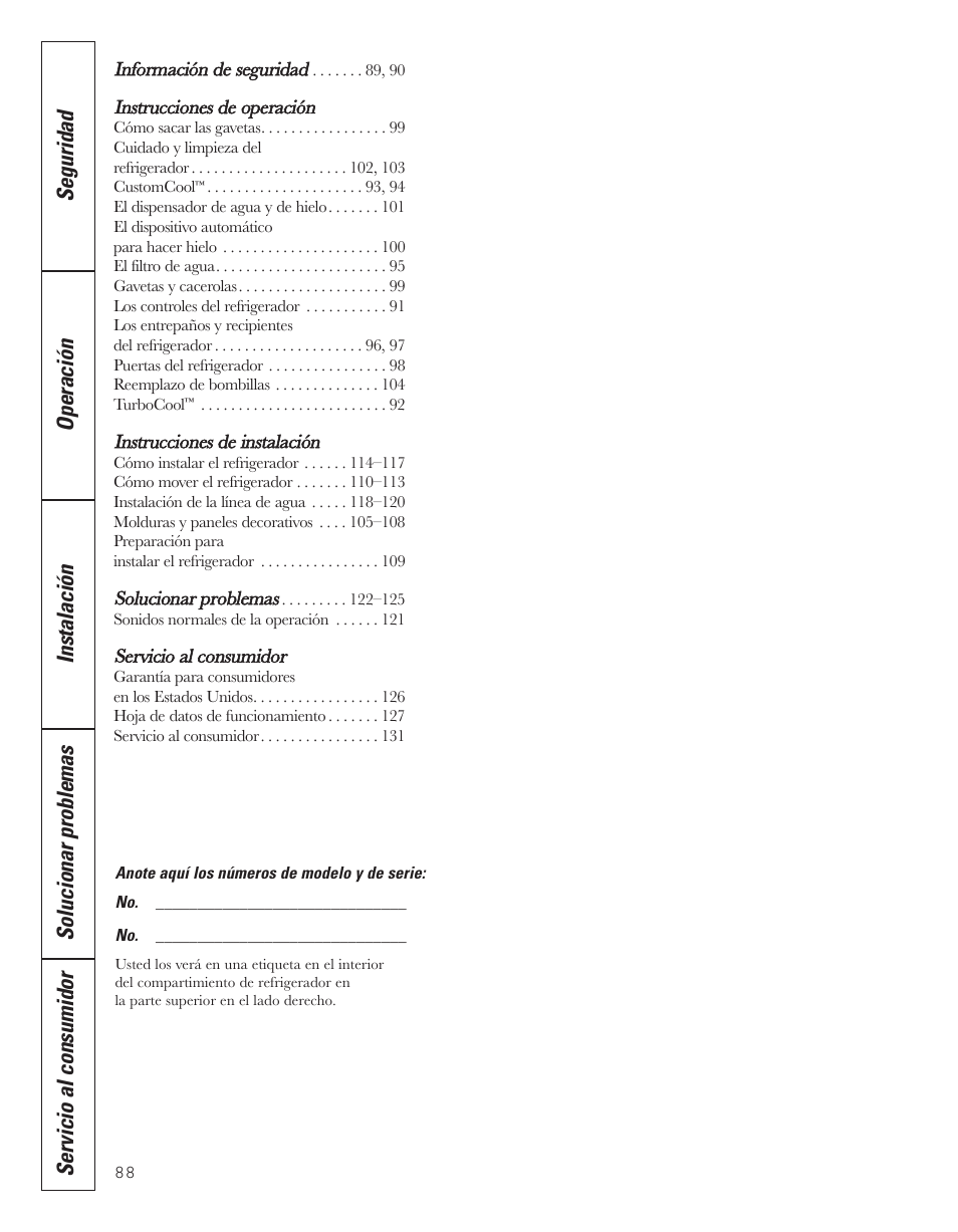 Spanish | GE 200D8074P043 User Manual | Page 88 / 132