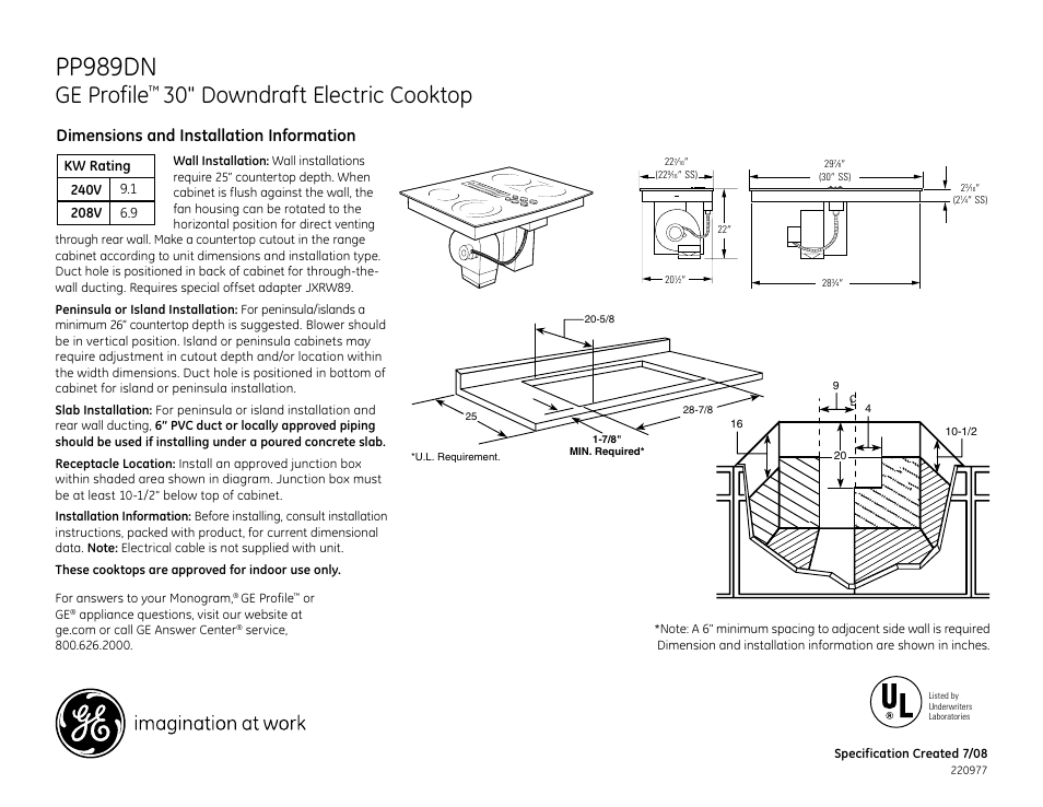 GE Profile PP989DN User Manual | 3 pages