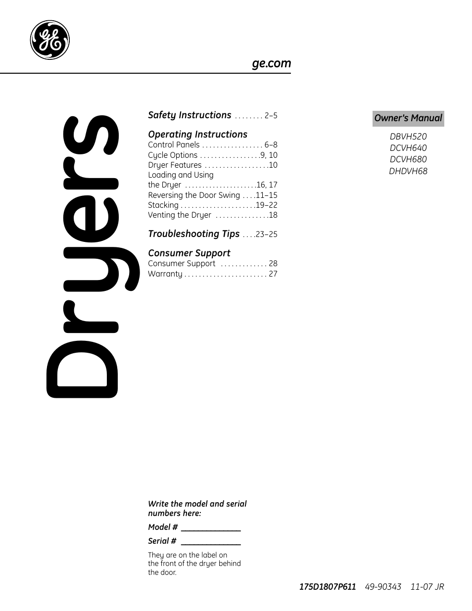 GE DCVH640 User Manual | 56 pages