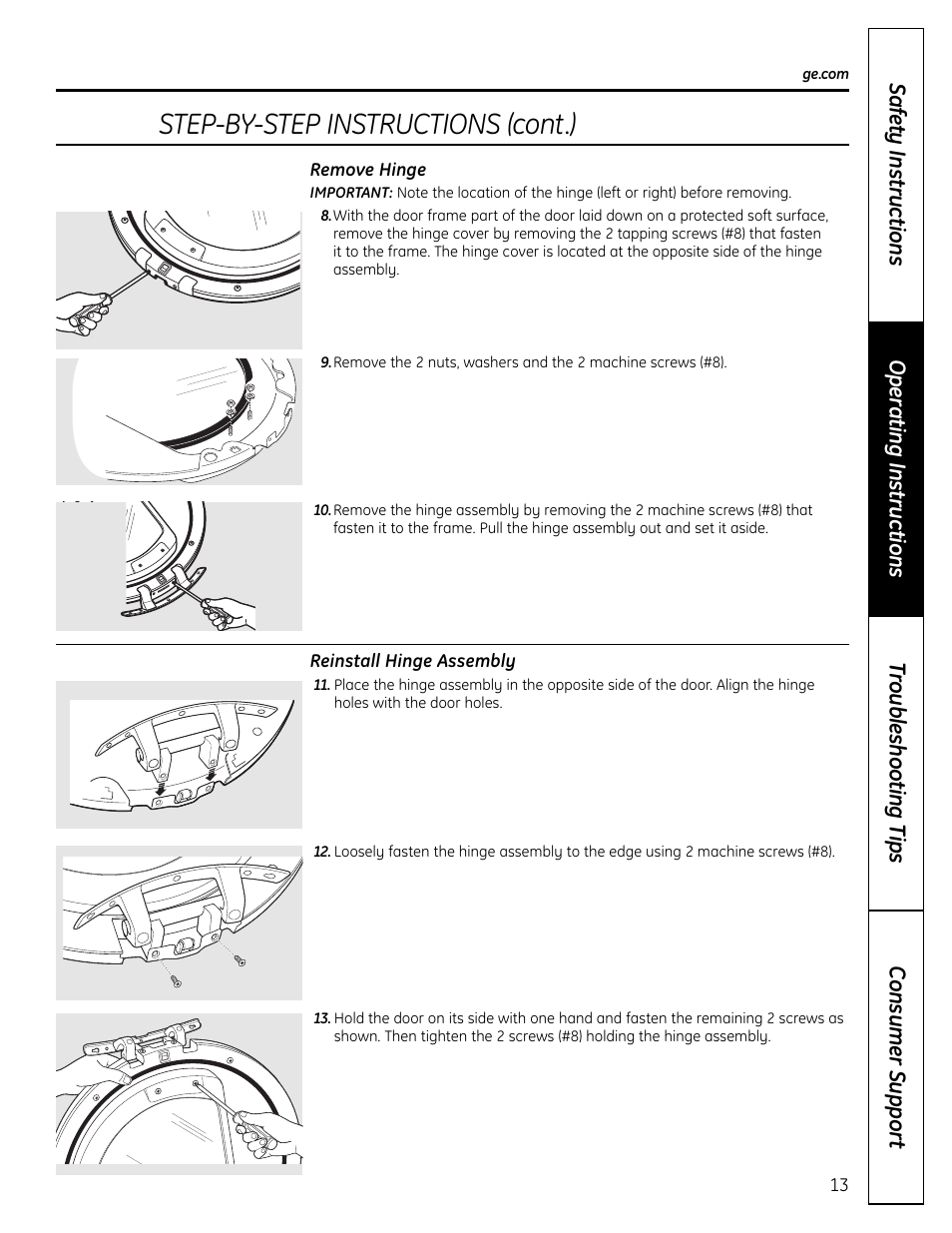 Step-by-step instructions (cont.) | GE DCVH640 User Manual | Page 13 / 56