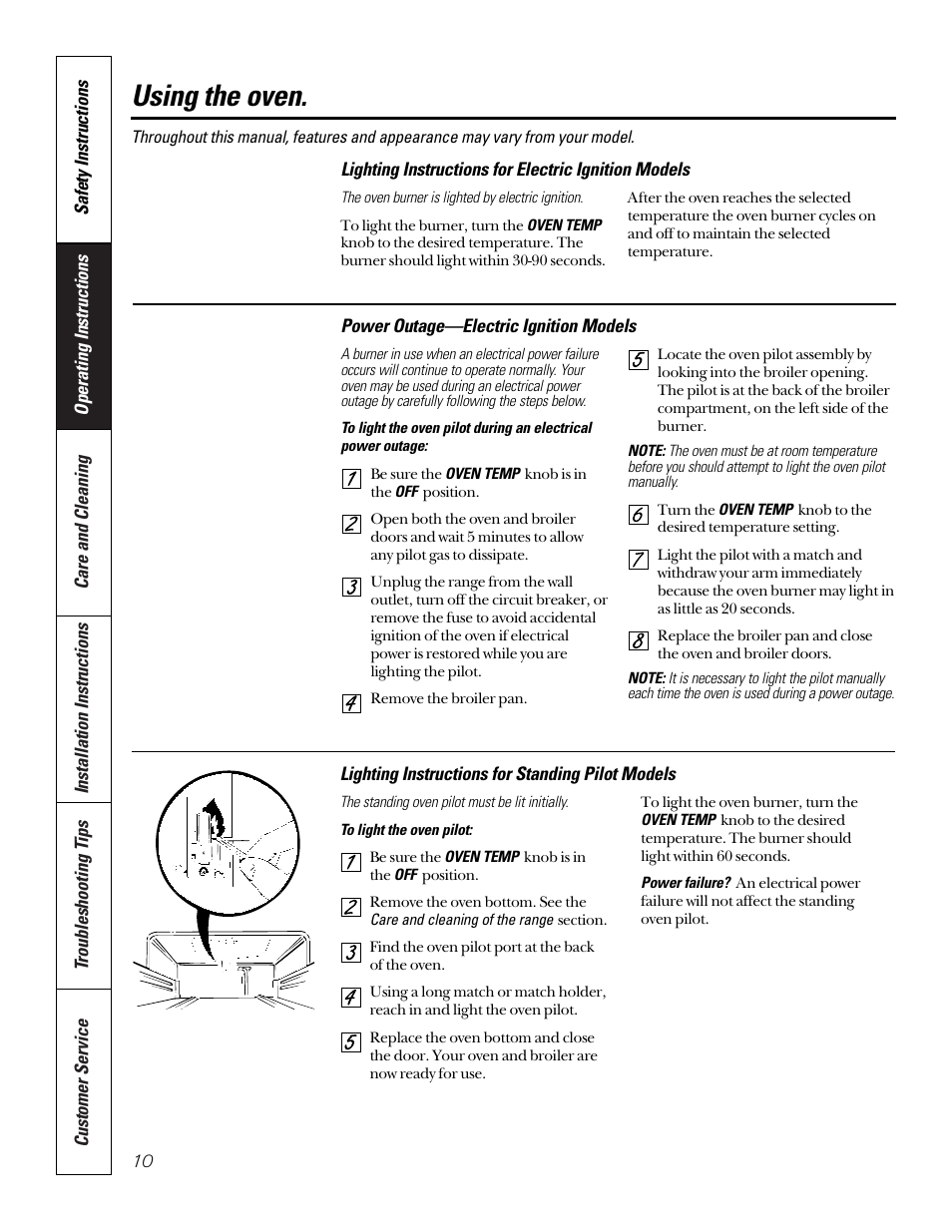 Using the oven, Using the oven –17 | GE 164D3333P185-1 User Manual | Page 10 / 36