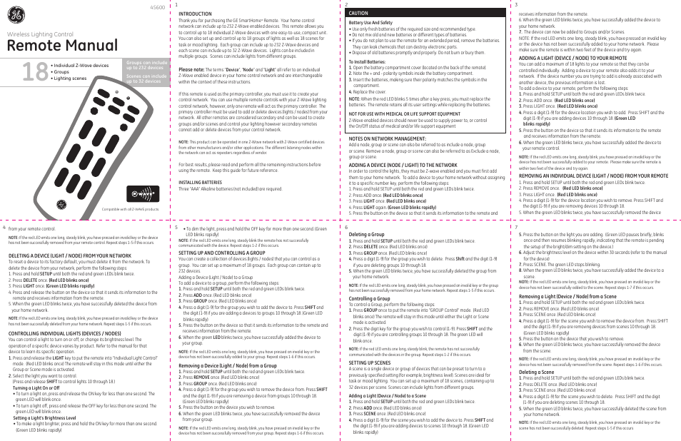Remote manual | GE 45600 User Manual | Page 8 / 16