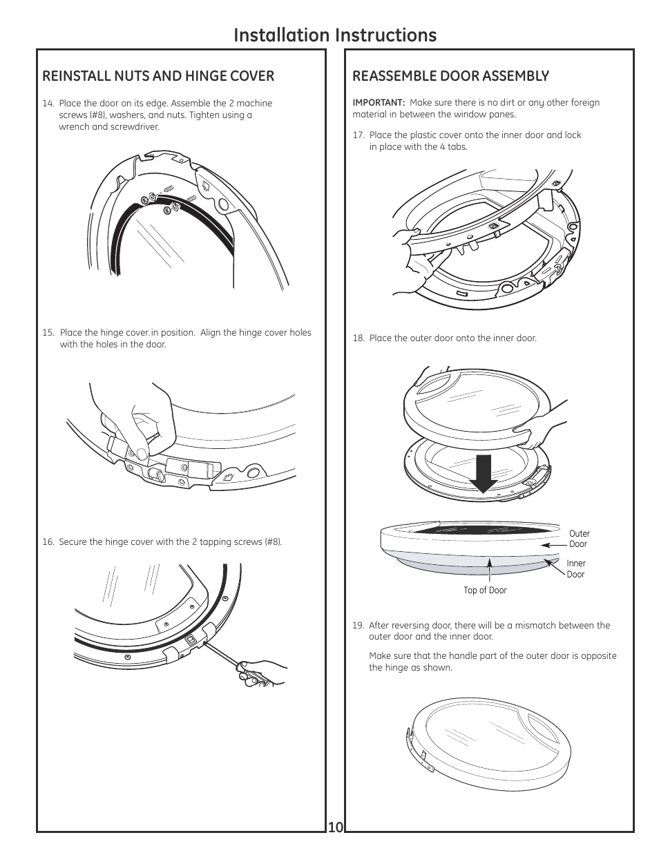 Installation instructions | GE DCVH680EJBB User Manual | Page 10 / 12