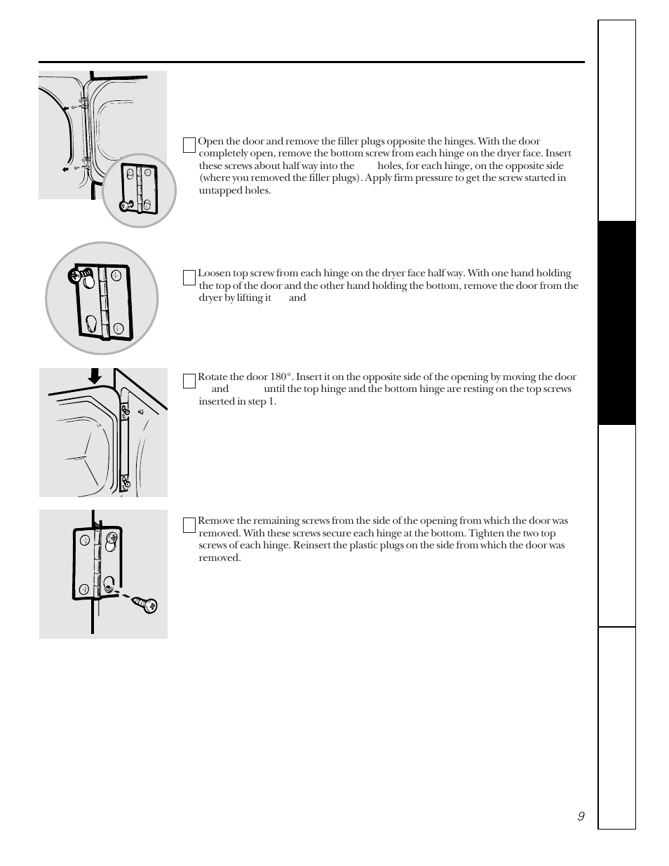 Reversing the door, About the reversing the door | GE 175D1807P241 User Manual | Page 9 / 16