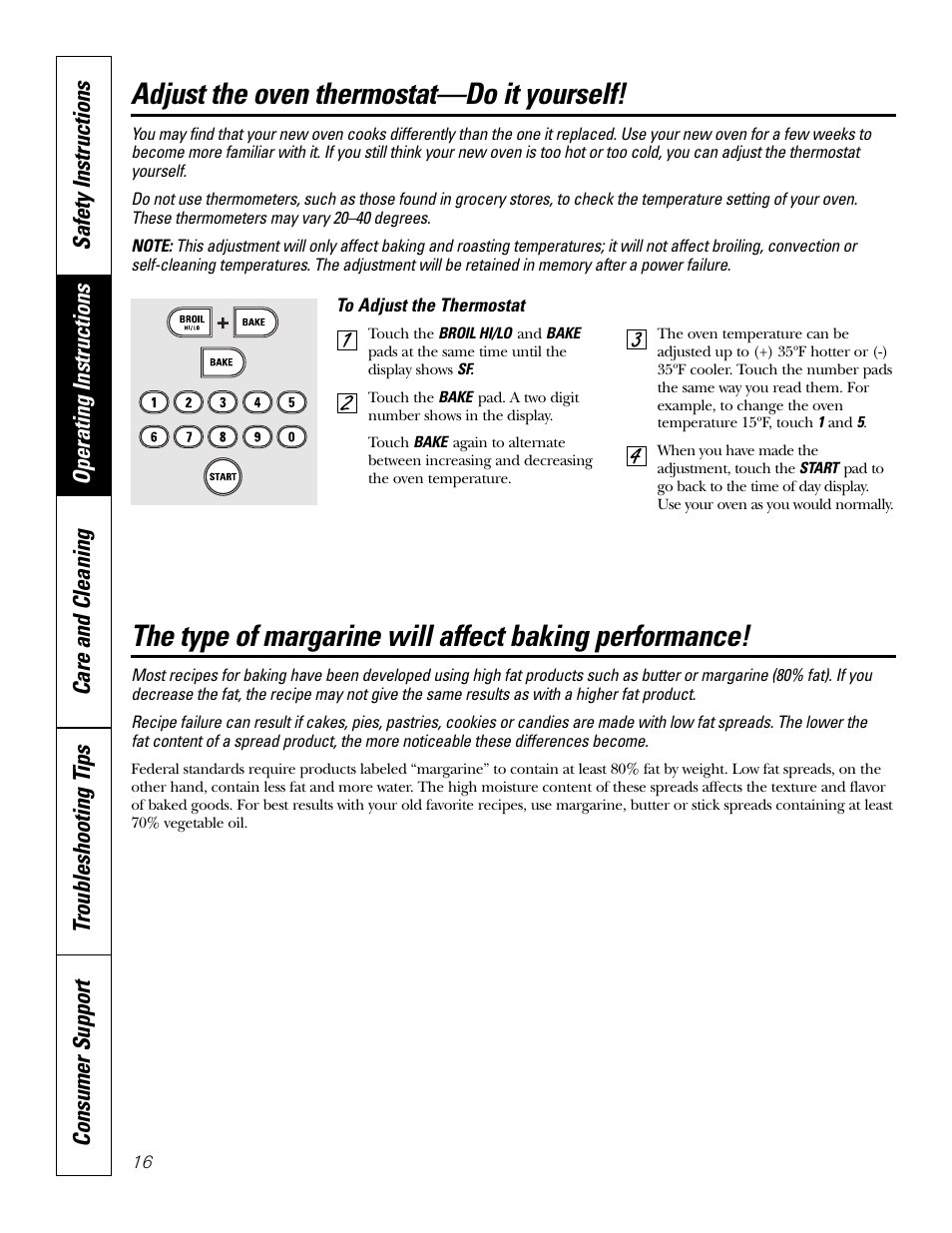 Thermostat adjustment— do it yourself, Adjust the oven thermostat—do it yourself | GE JB910 User Manual | Page 16 / 48