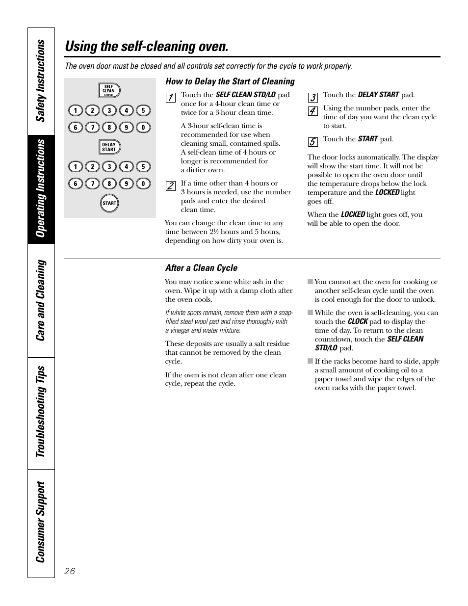 Using the self-cleaning oven | GE JB910 User Manual | Page 26 / 48