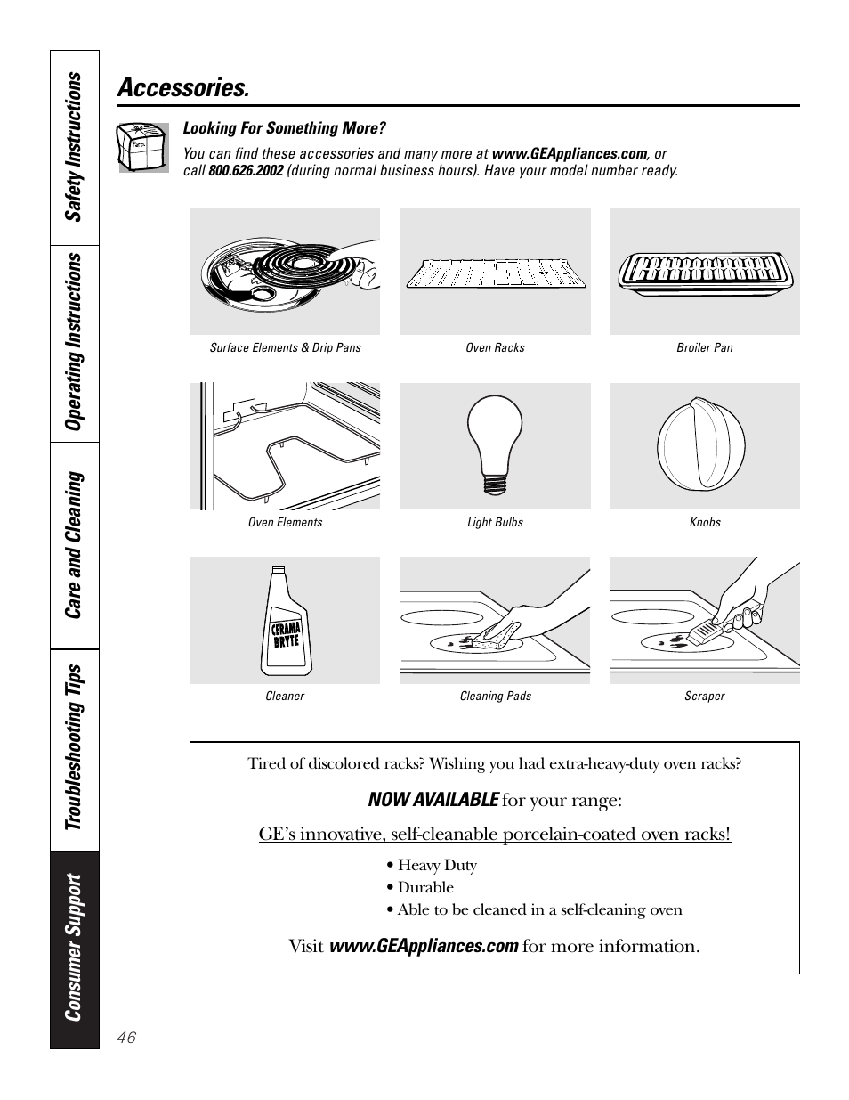 Accessories | GE JB910 User Manual | Page 46 / 48