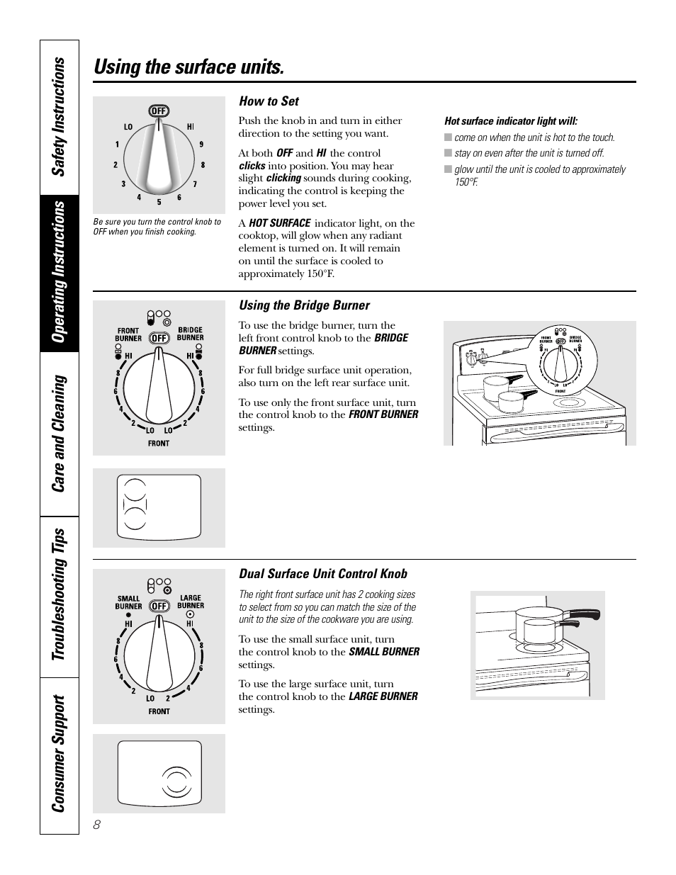 Using the surface units | GE JB910 User Manual | Page 8 / 48