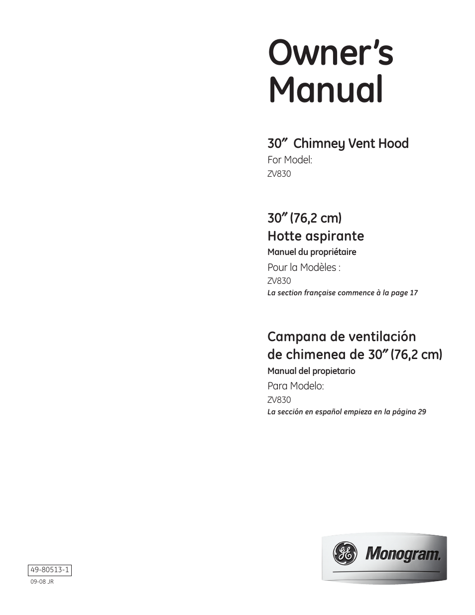 GE ZV830 User Manual | 40 pages