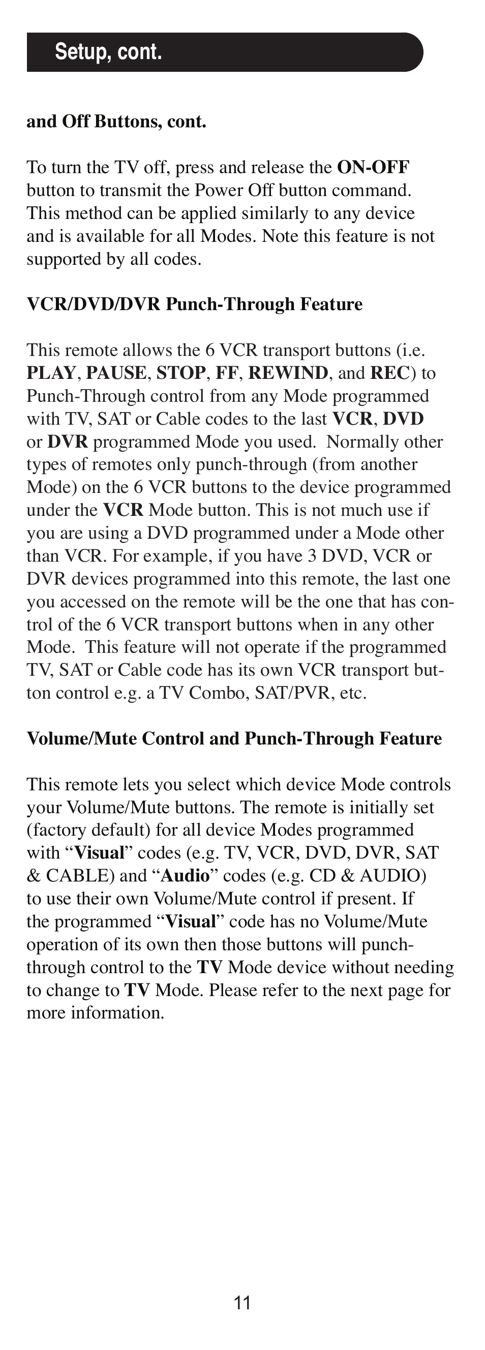 Setup, cont | GE 24929 User Manual | Page 11 / 16