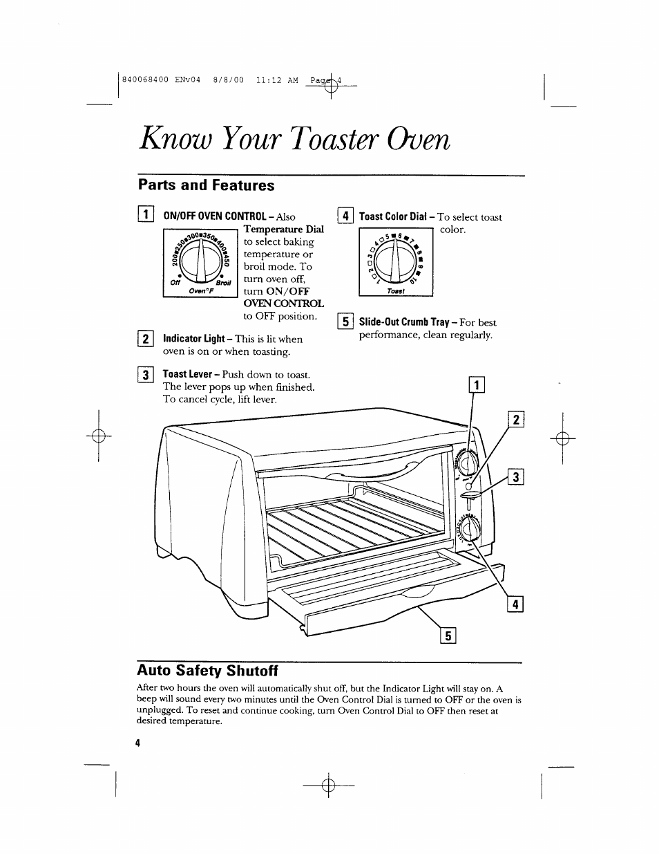 Know your toaster oven | GE 106611 User Manual | Page 4 / 24