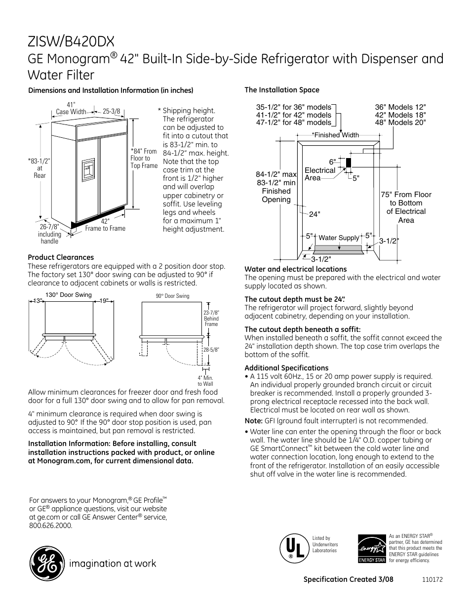 GE ZISW420DX User Manual | 7 pages