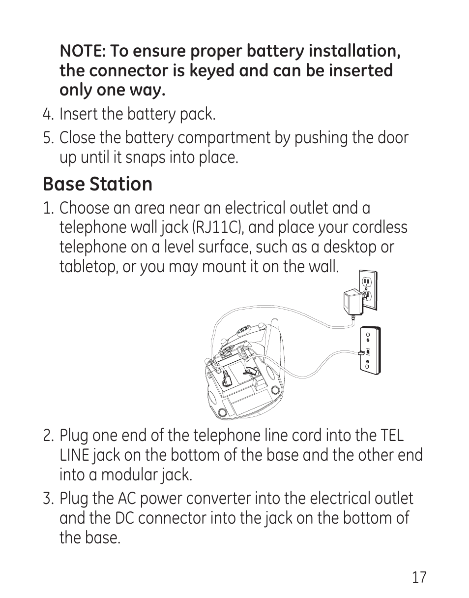 Base station | GE 00016 User Manual | Page 17 / 112