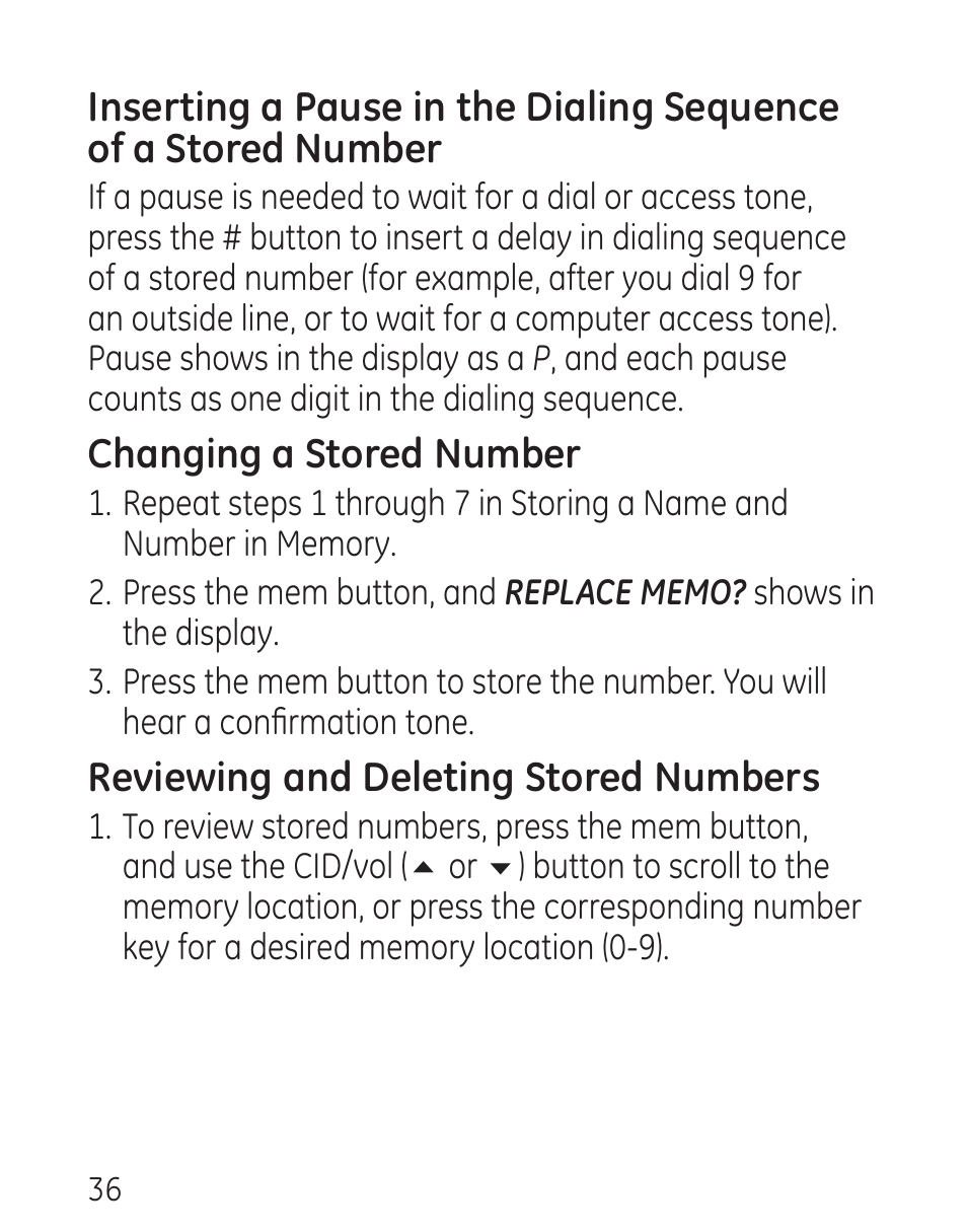 GE 00016 User Manual | Page 36 / 112