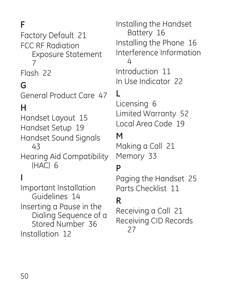 GE 00016 User Manual | Page 50 / 112