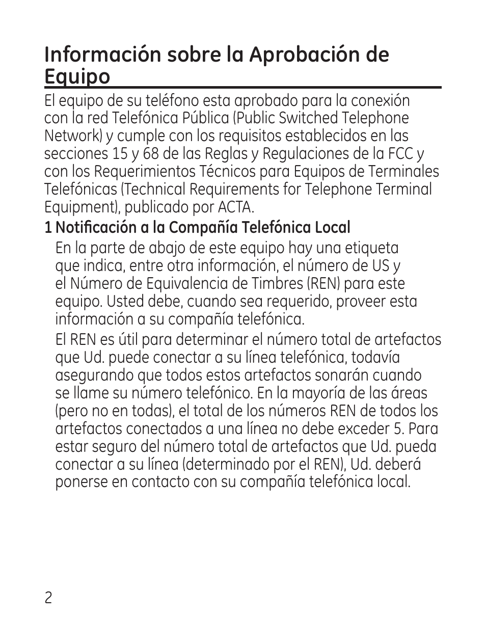 Información sobre la aprobación de equipo | GE 00016 User Manual | Page 58 / 112