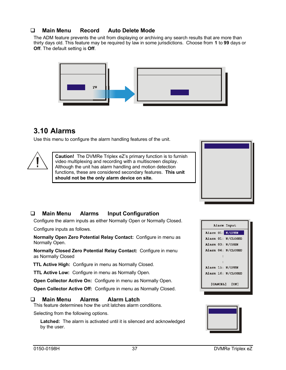 10 alarms | GE Triplex DVMRe 4eZT User Manual | Page 37 / 81