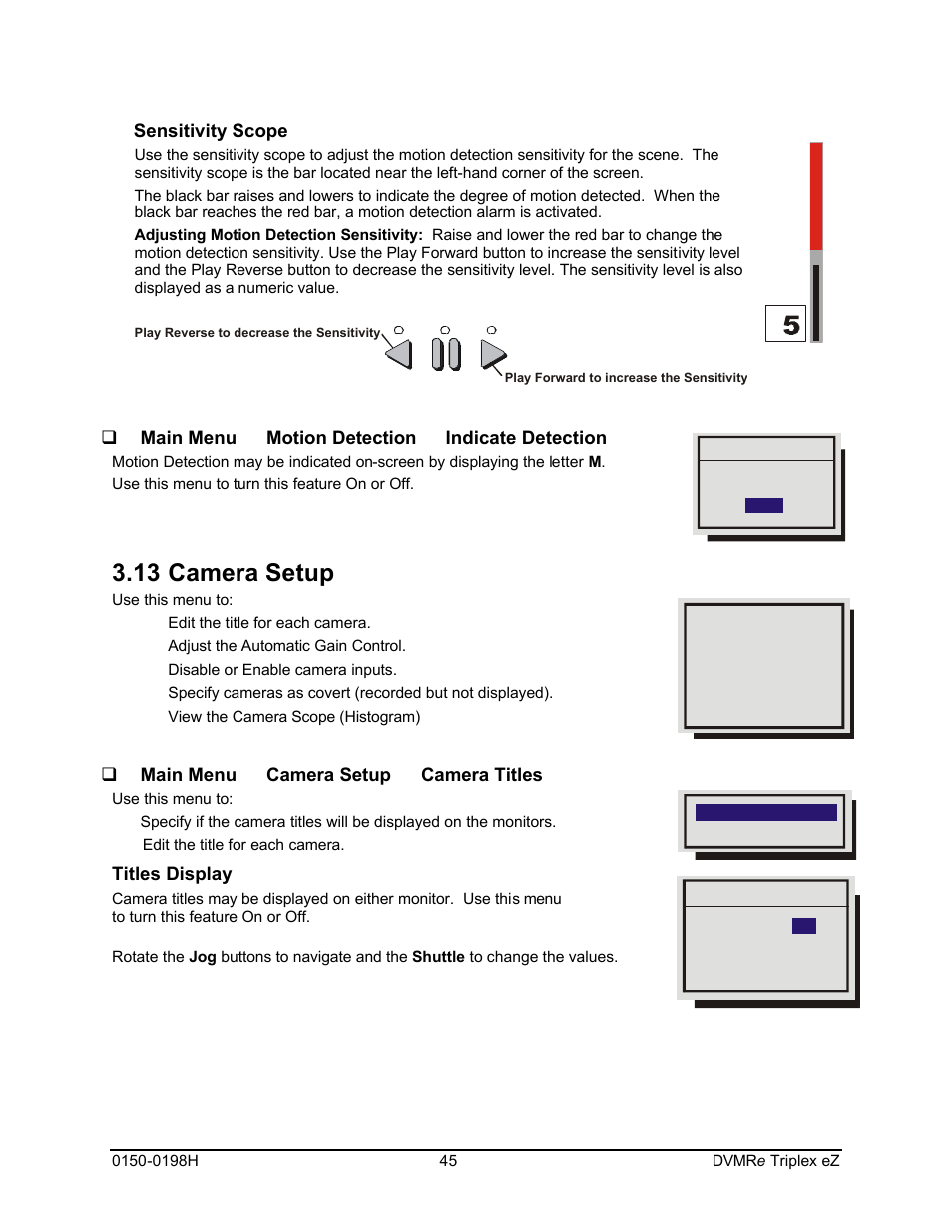 13 camera setup | GE Triplex DVMRe 4eZT User Manual | Page 45 / 81