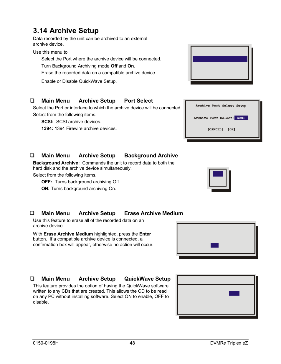 14 archive setup | GE Triplex DVMRe 4eZT User Manual | Page 48 / 81