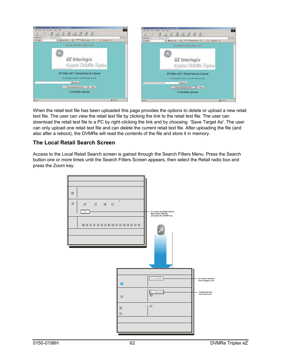 The local retail search screen | GE Triplex DVMRe 4eZT User Manual | Page 62 / 81