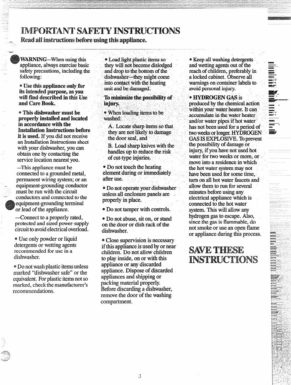 Important, Instructions, Safety | Save these instructions | GE 165D3080P049 User Manual | Page 3 / 16