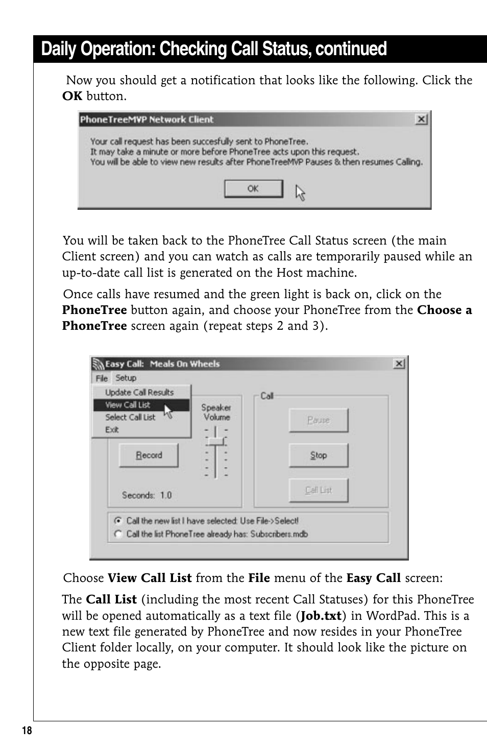 Daily operation: checking call status, continued | GE 10/02 Network User Manual | Page 18 / 32
