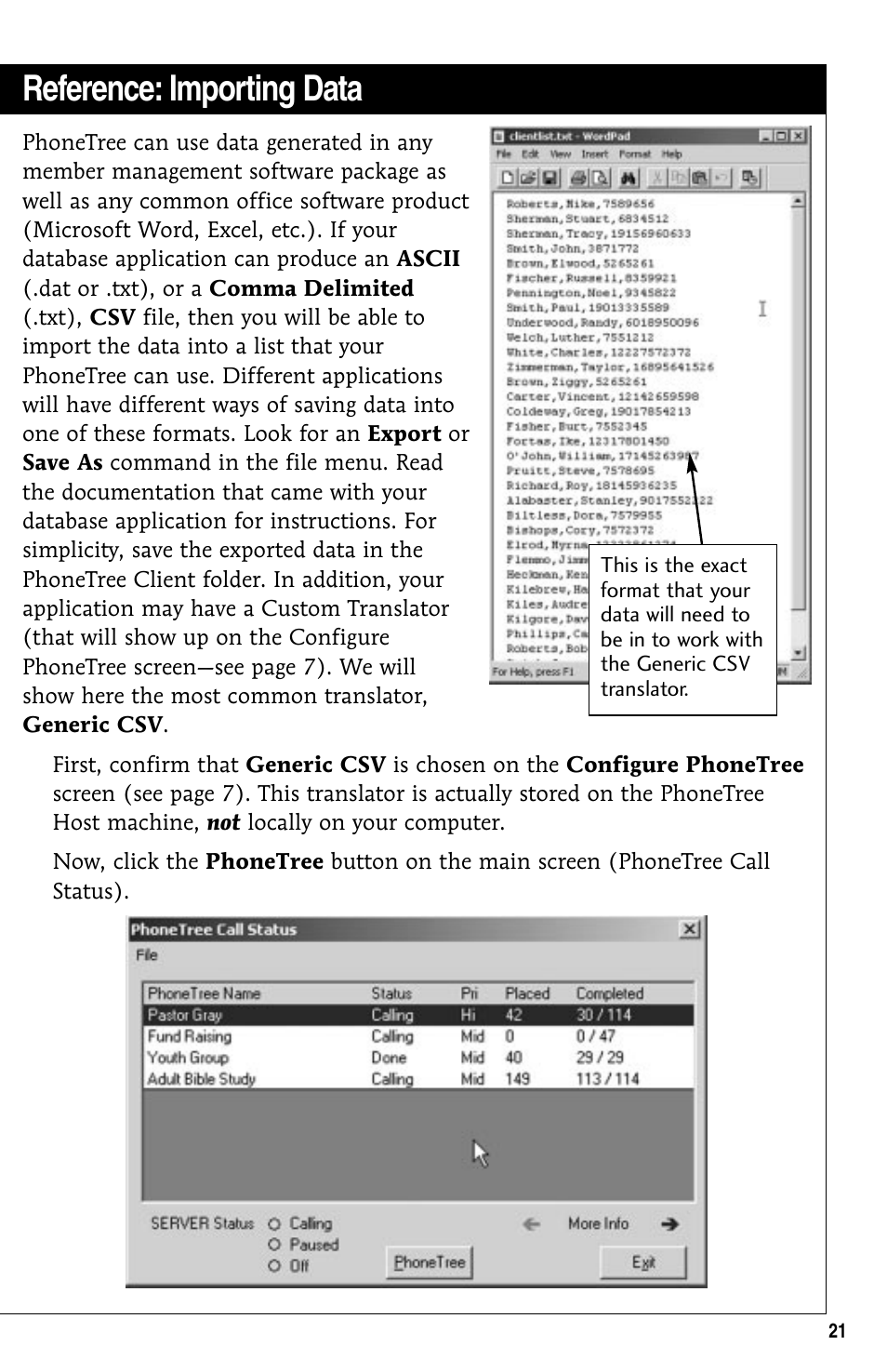 Reference, Importing data, Reference: importing data | GE 10/02 Network User Manual | Page 21 / 32