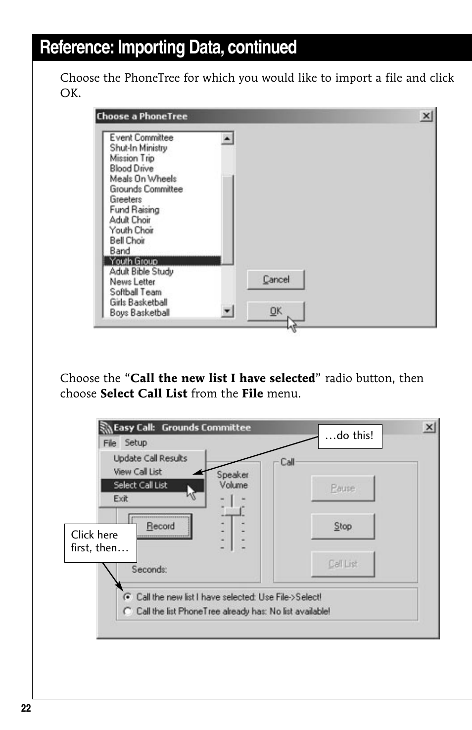Reference: importing data, continued | GE 10/02 Network User Manual | Page 22 / 32