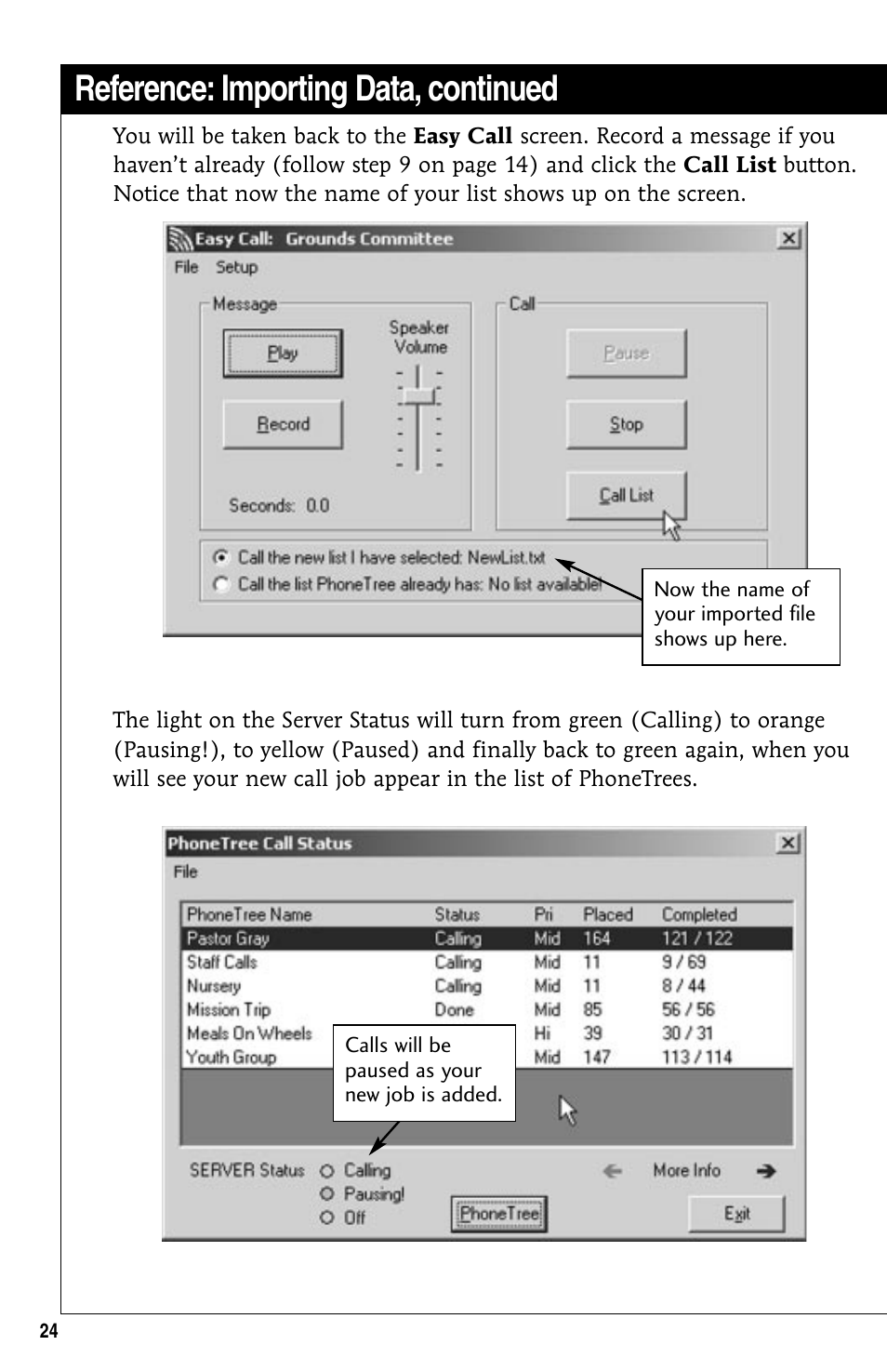Reference: importing data, continued | GE 10/02 Network User Manual | Page 24 / 32