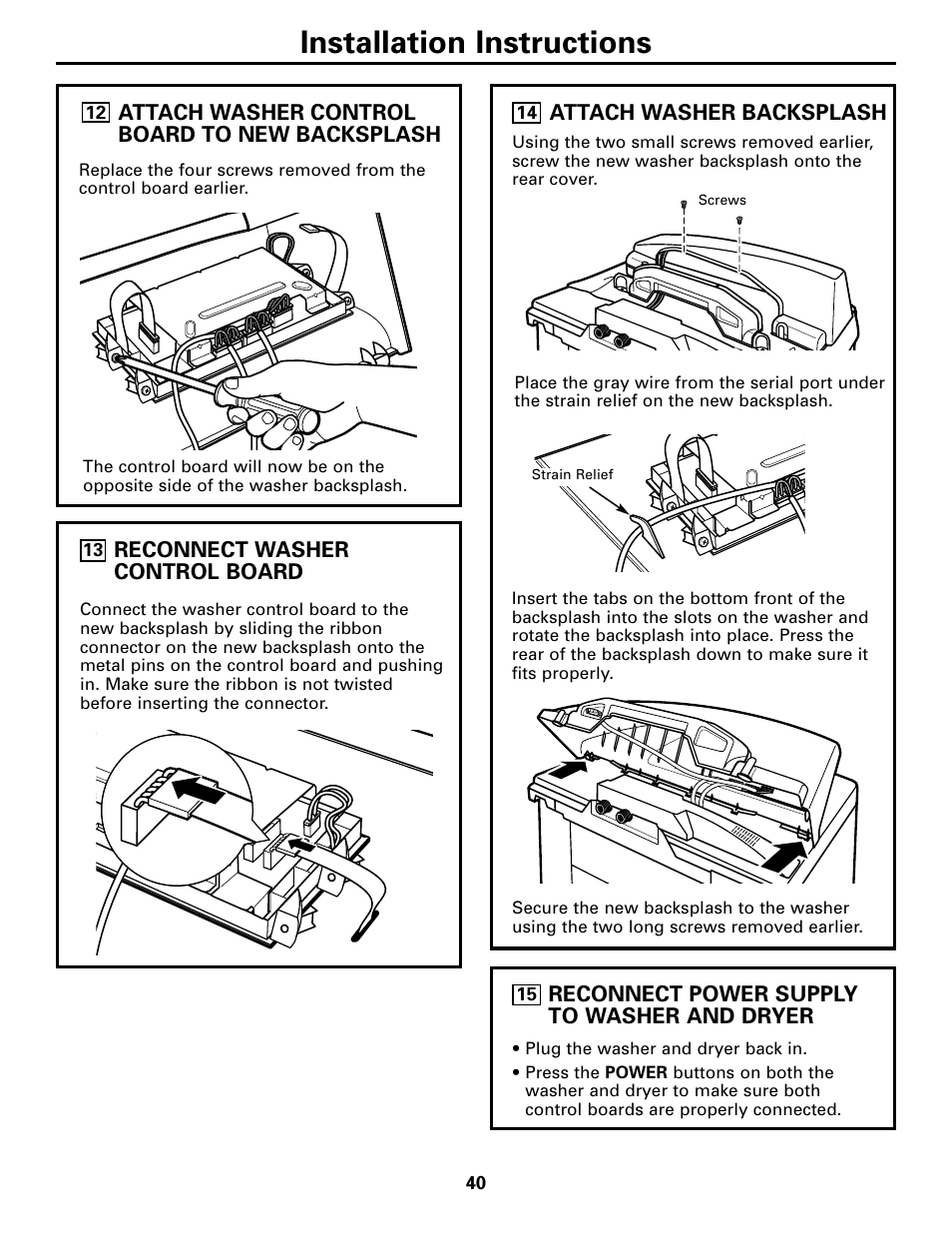 Installation instructions | GE DPGT750 User Manual | Page 40 / 44