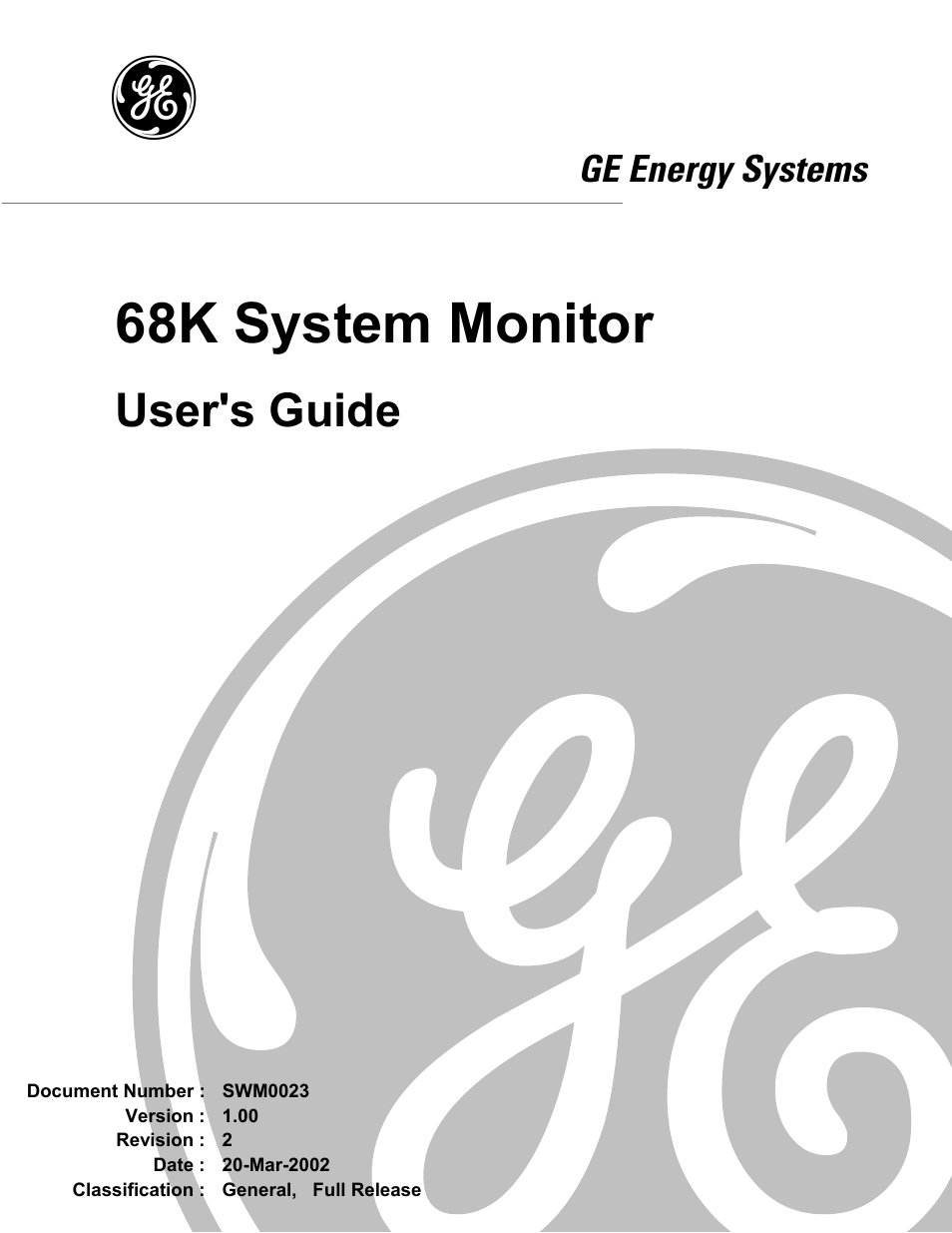 GE 68K System User Manual | 112 pages