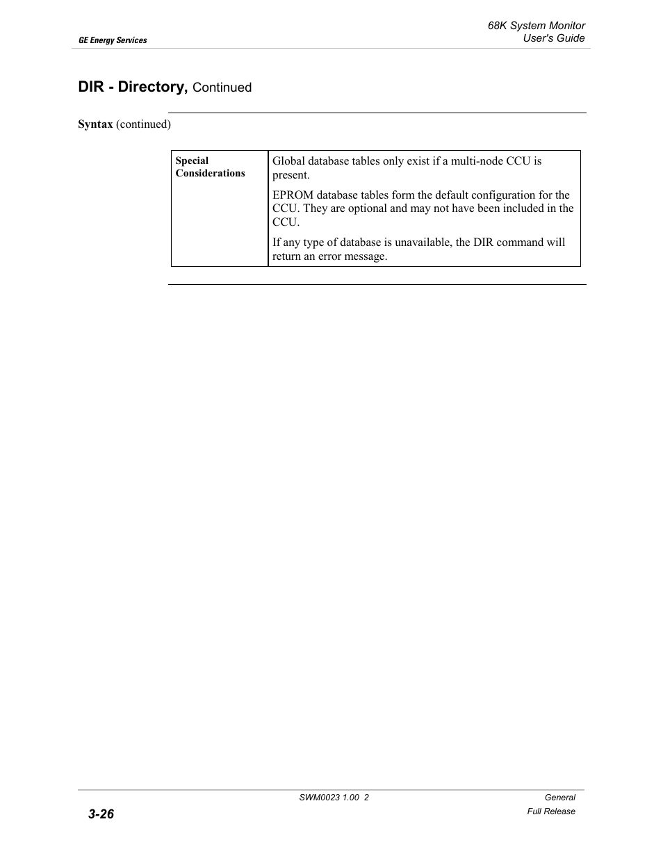 Dir - directory | GE 68K System User Manual | Page 52 / 112