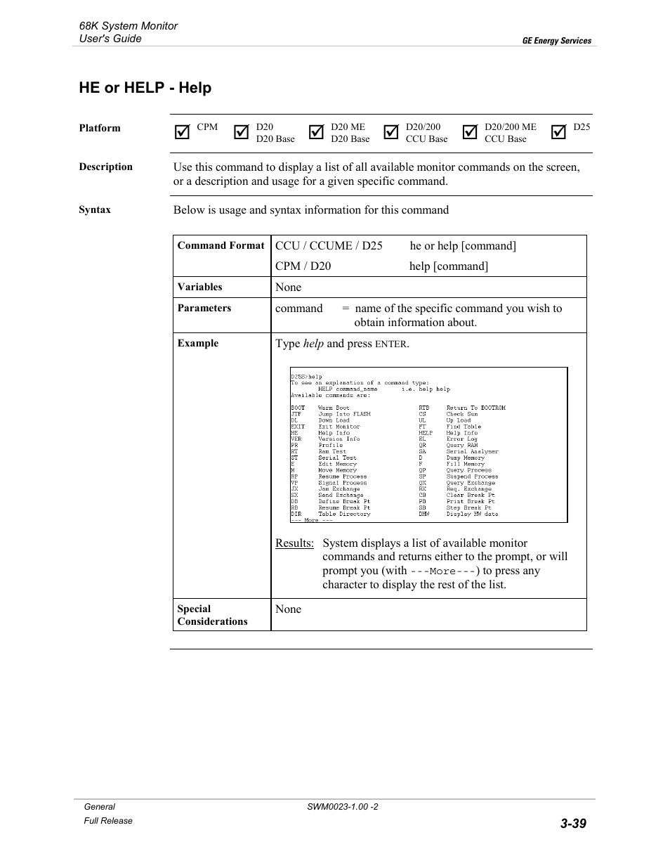 He or help - help, He or help, Help -39 | GE 68K System User Manual | Page 65 / 112
