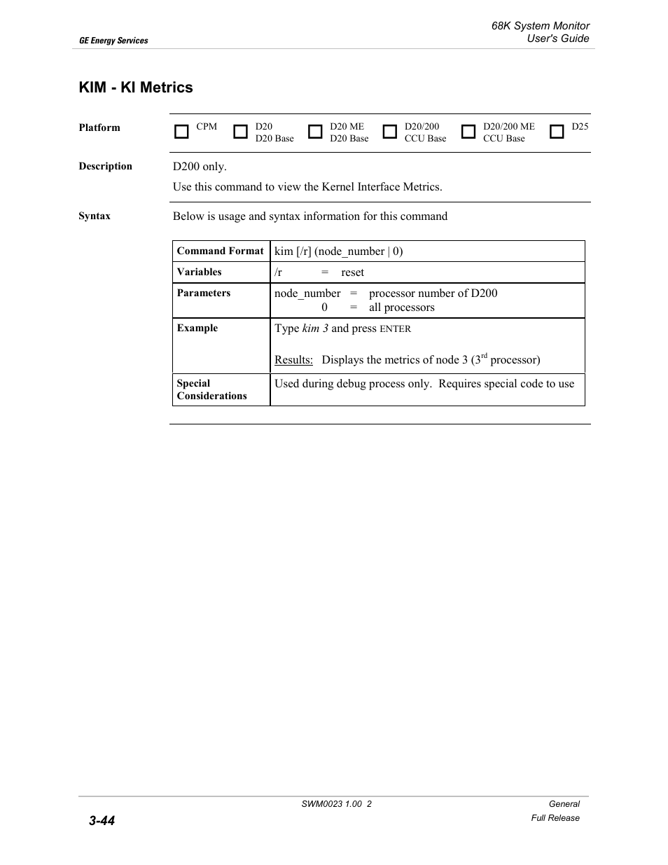 Kim - ki metrics, Ki metrics -44 | GE 68K System User Manual | Page 70 / 112