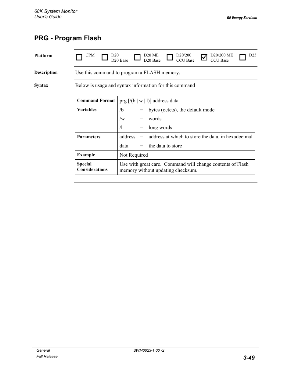 Prg - program flash, Program flash -49 | GE 68K System User Manual | Page 75 / 112