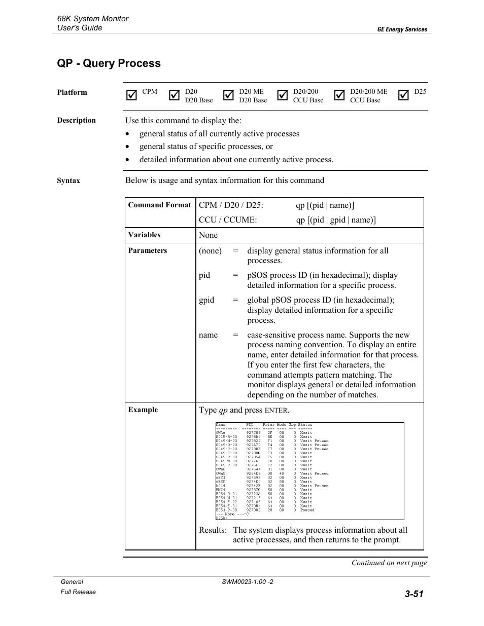 Qp - query process, Query process -51 | GE 68K System User Manual | Page 77 / 112