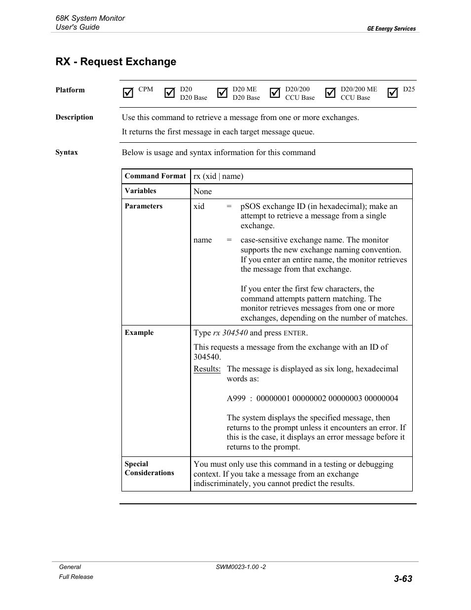 Rx - request exchange, Request exchange -63 | GE 68K System User Manual | Page 89 / 112