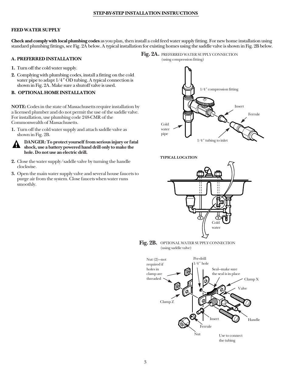 Feed water supply | GE SMARTWATER GNUL30Z User Manual | Page 3 / 9