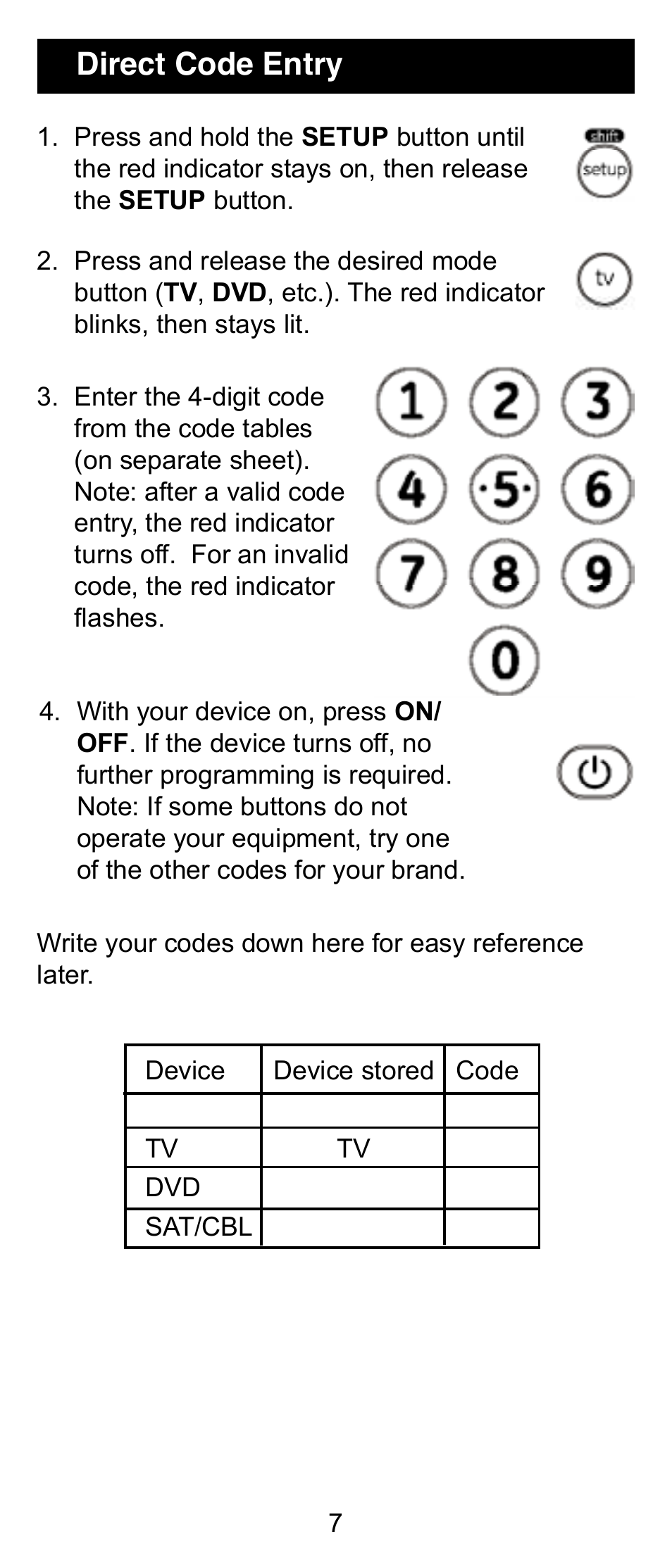 Direct code entry | GE 24962 User Manual | Page 7 / 16