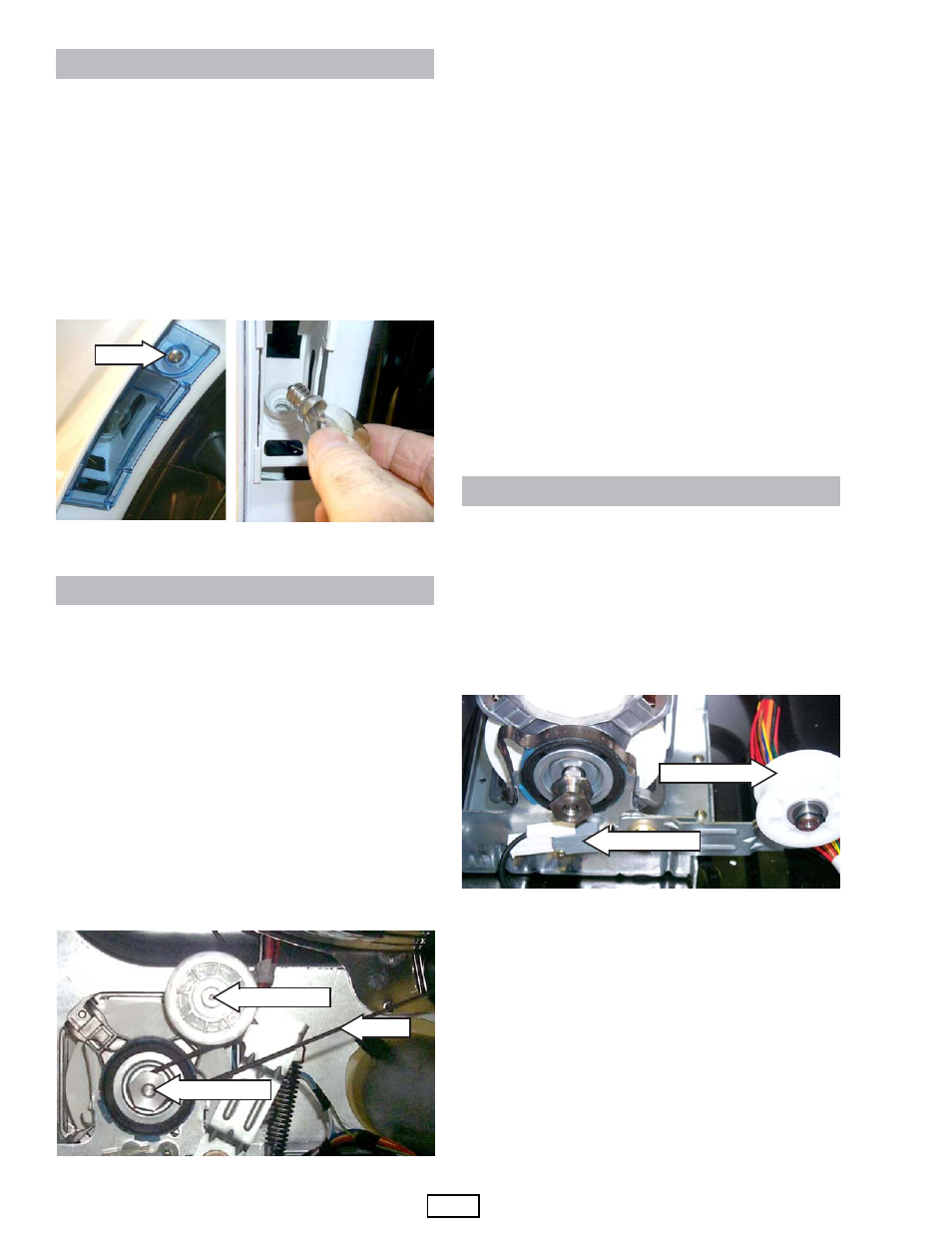 Belt switch, Drive belt, Drum light | GE DPGT750EC/GC User Manual | Page 26 / 63