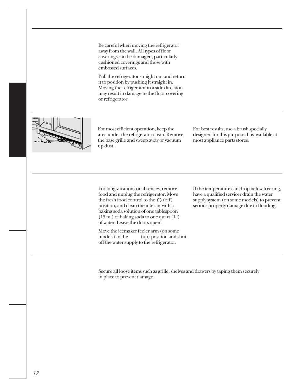 Care and cleaning of the refrigerator | GE 20-27 User Manual | Page 12 / 76