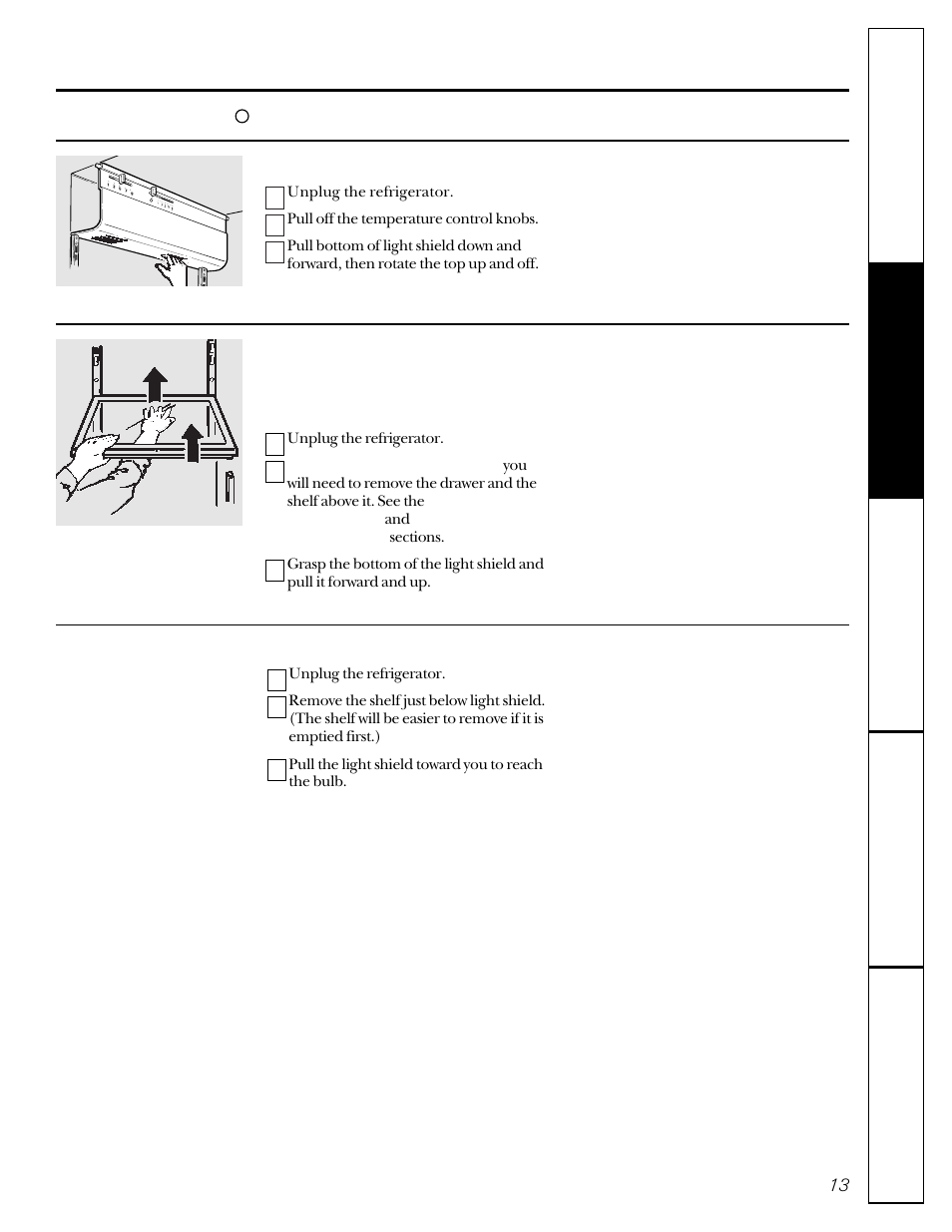 Replacing the light bulbs | GE 20-27 User Manual | Page 13 / 76