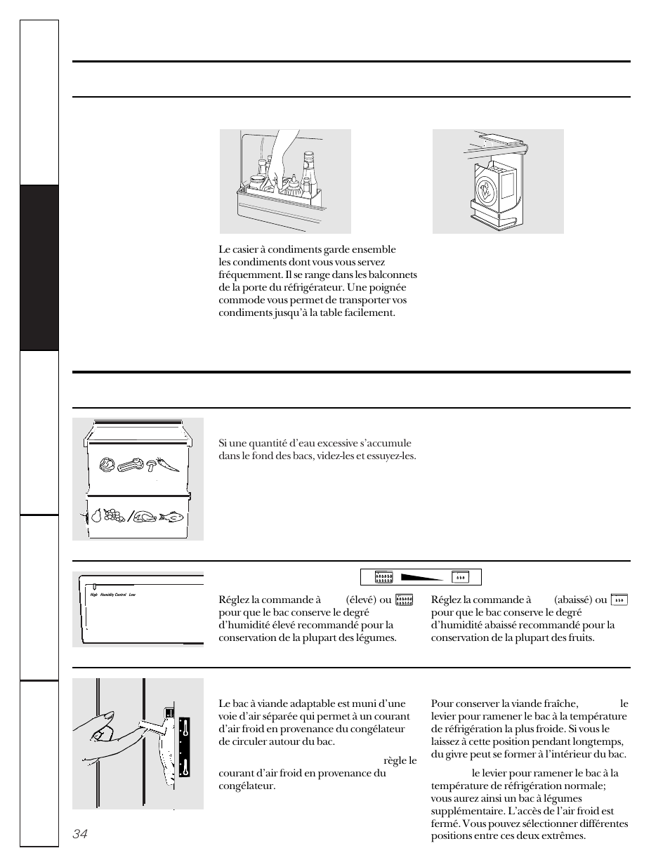 Les bacs de rangement, Autres caractéristiques | GE 20-27 User Manual | Page 34 / 76